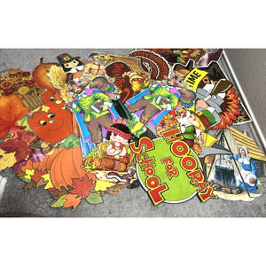 Huge Lot Of Beistle, Amscan Thanksgiving Fall Decor Vintage 1977 Turkey Pilgrim